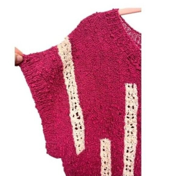 Vintage 80s Pink Stretch Knit Oversized Short Sleeve Tee Women's Size M/L - Picture 5 of 5